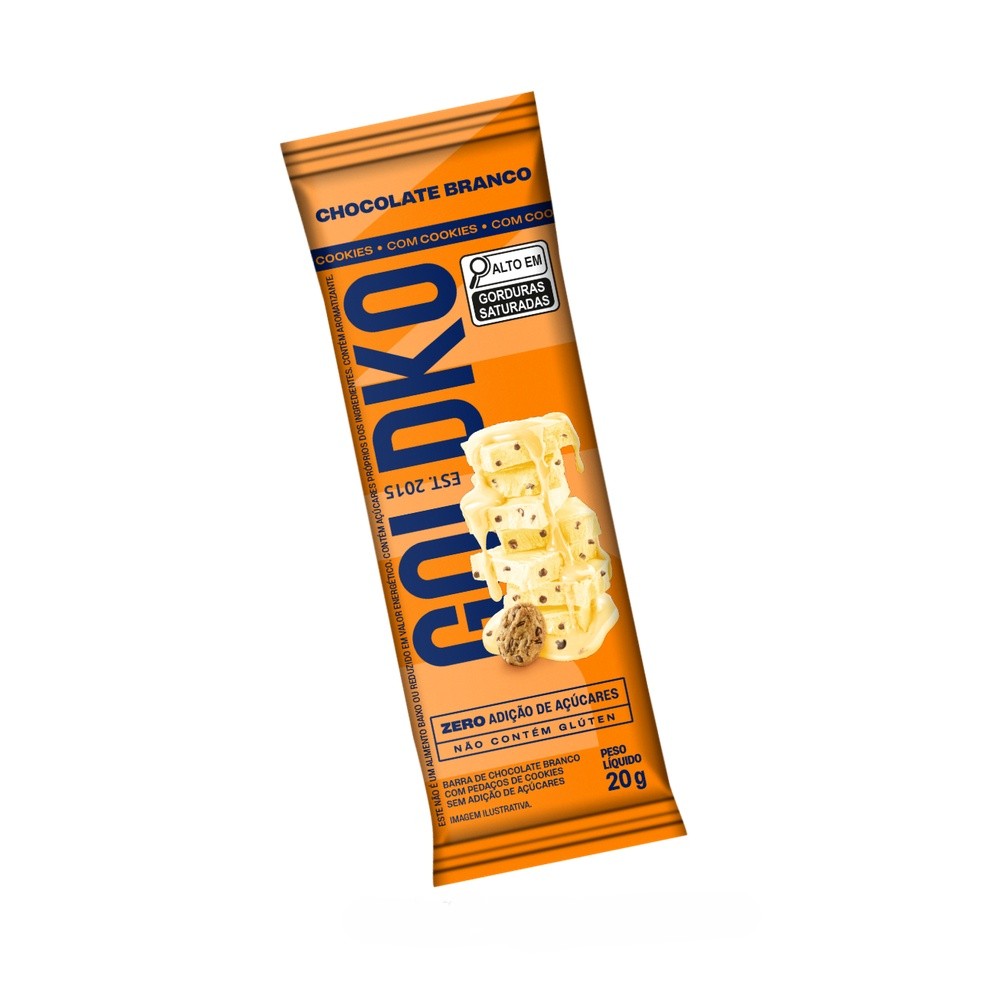 Goldko Barra de Chocolate Branco com Cookies 20g