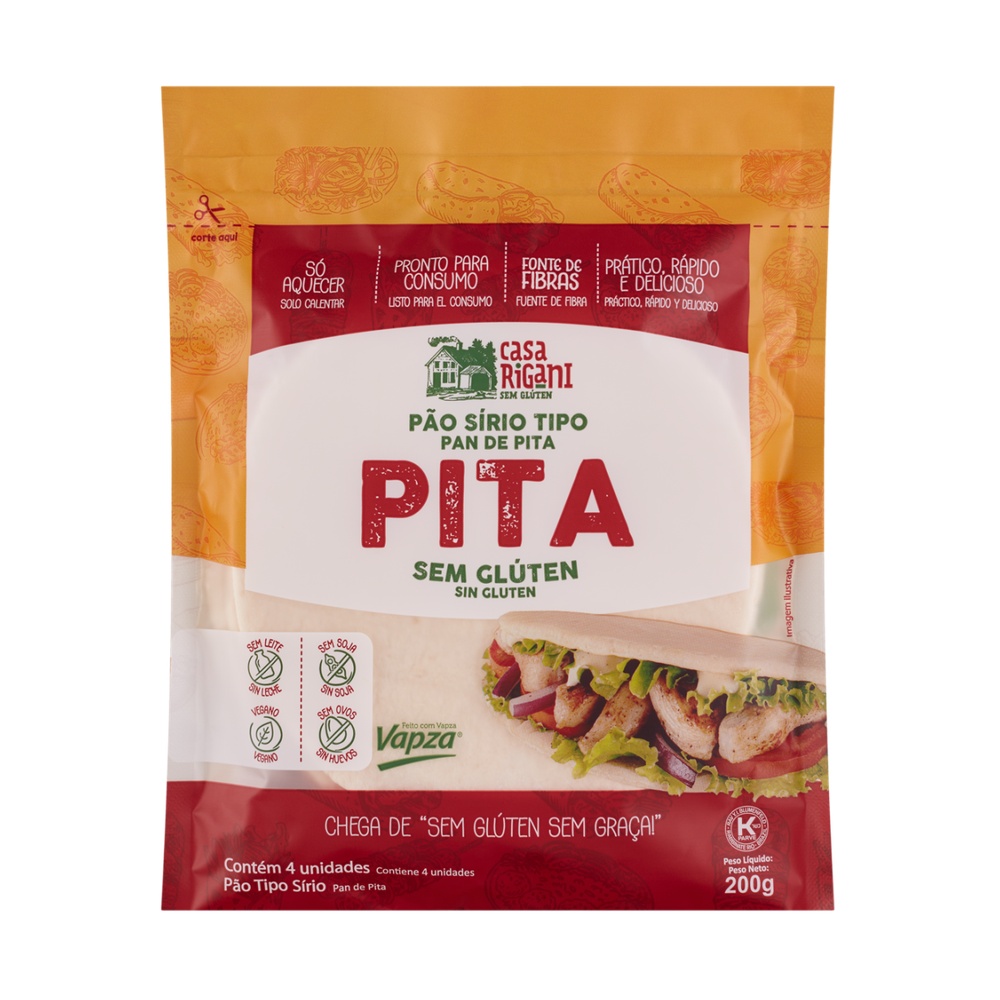 Casa Rigani Pão Sírio Tipo Pita Sem Glúten 200g